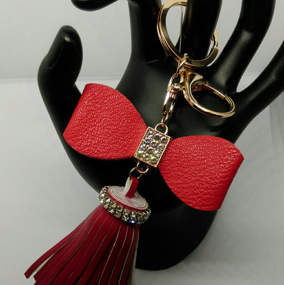 NEW VEGAN LEATHER TASSEL PURSE KEYCHAIN - Picture 2 of 2